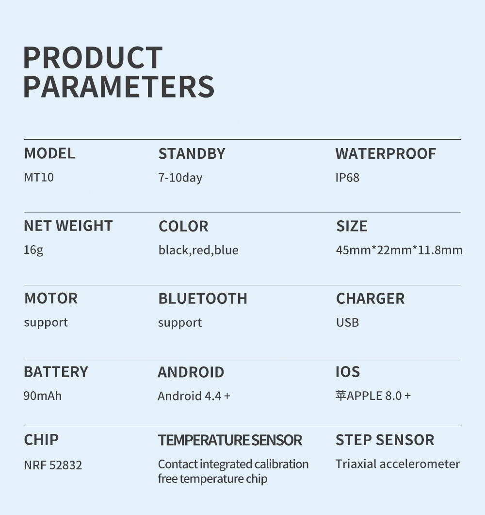 MT10 Smartwatch TFT Kids WaterproofRemote Notification Smart Bracelet Transport Medium