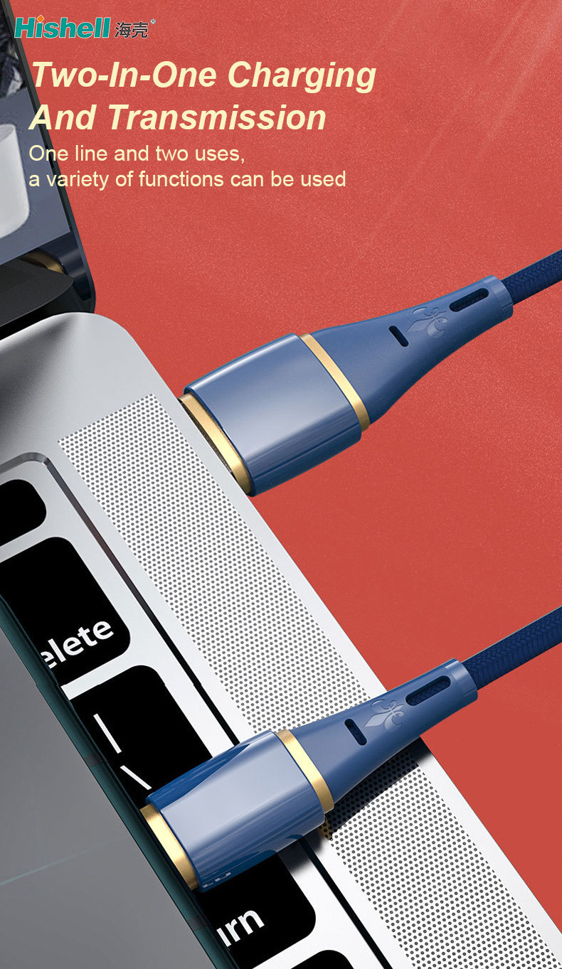 Hishell Nylon Braid Mobile Phone USB Cables Type C Anti Abrasion