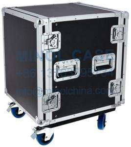 China Pro Aluminum Fireproof Plywood 12U Rack Case With Wheels wholesale
