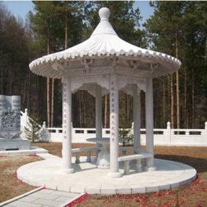 China Customize Outdoor Marble Gazebo Hand Making White Grey wholesale