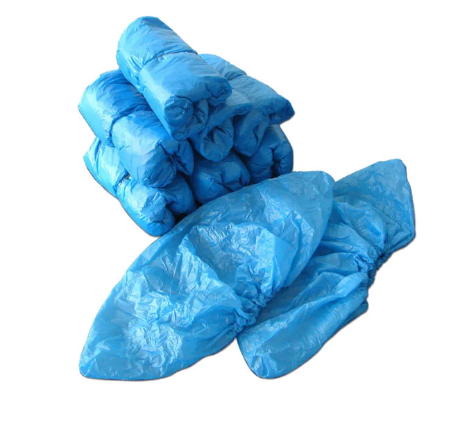 Blue Hospital Lightweight Non Slip Disposable Shoes Cover 20GSM Film For Indoors