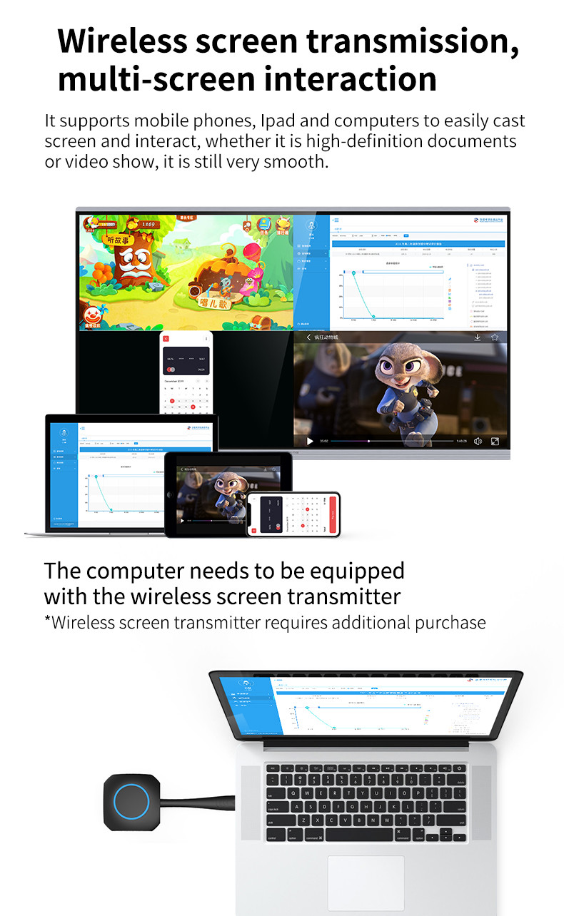 65 '' Big Indoor Education Interactive Whiteboard Touch Advertising LED Display