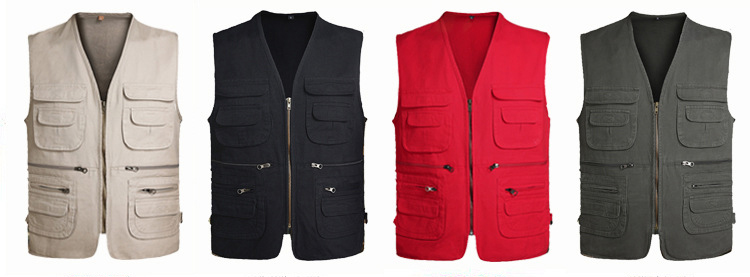 Causal Multi-pocket Sleeveless Oversize Top Utility Waistcoat V-neck Cardigan Zipper Biker Vest Men Hiking Fishing Vests