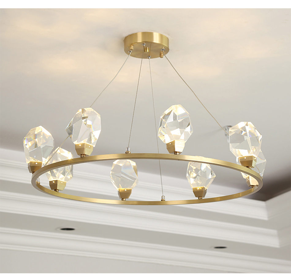 Modern Circle Rectangle Chandelier Lighting Living Dining Room Diamond Crystal Hanging Lamp(WH-CY-185)
