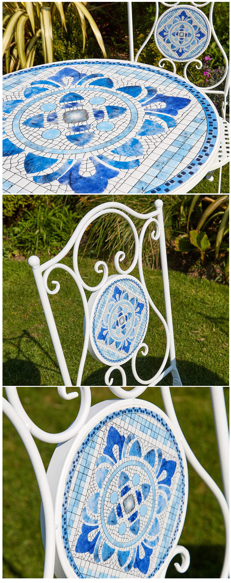 European Outdoor Bistro Set for Balcony Small Three-Piece Table And Chair Garden