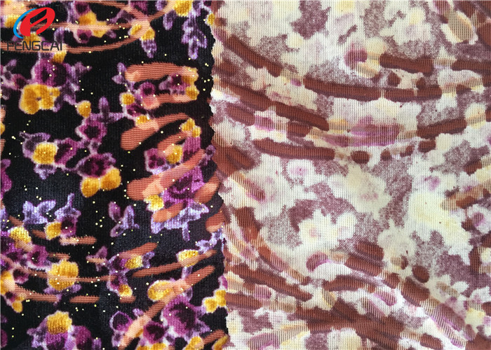 95 % Polyester 5 % Spandex 4 Way Stretch Velvet Fabric , Burnout Fabric For Dress