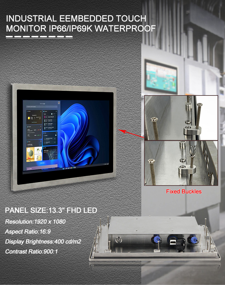 Waterproof Stainless Steel Touchscreen Display Full Hd Monitor Ip66 Ip69k SUS304