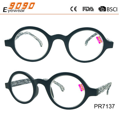 Fashionable Circle frame Reading glasses, made of plastic , suitable for men and women