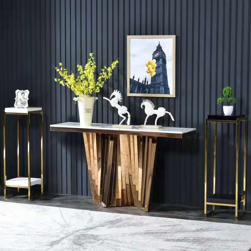 Multifunctional Modern Entryway Console Table Glossy Finish