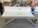 White Kitchen Solid Quartz Countertops Worktops , Solid Surface Bathroom