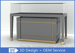 China Wooden Glass Gray Jewelry Showcase Display / Countertop Jewelry Display Cases wholesale