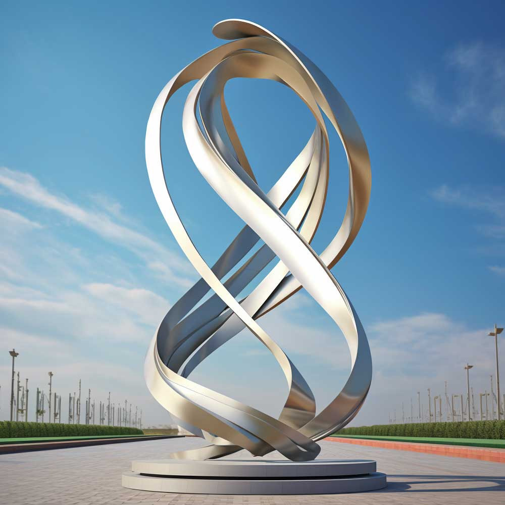 Metallic Crescent Artwork Stainless Steel And Bronze Moon Sculpture