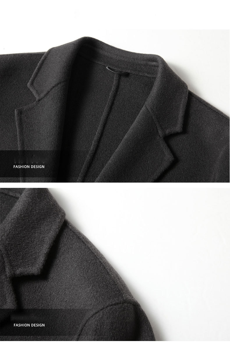 Men's Long Woolen Trench Overcoat Winter Coat Wool Men Coat With Button Customized Logo