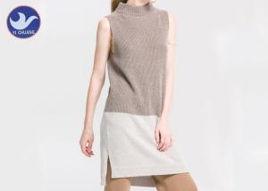China Mock Neck Sleeveless Womens Knitted Dresses Loose fitting Contrast Color wholesale