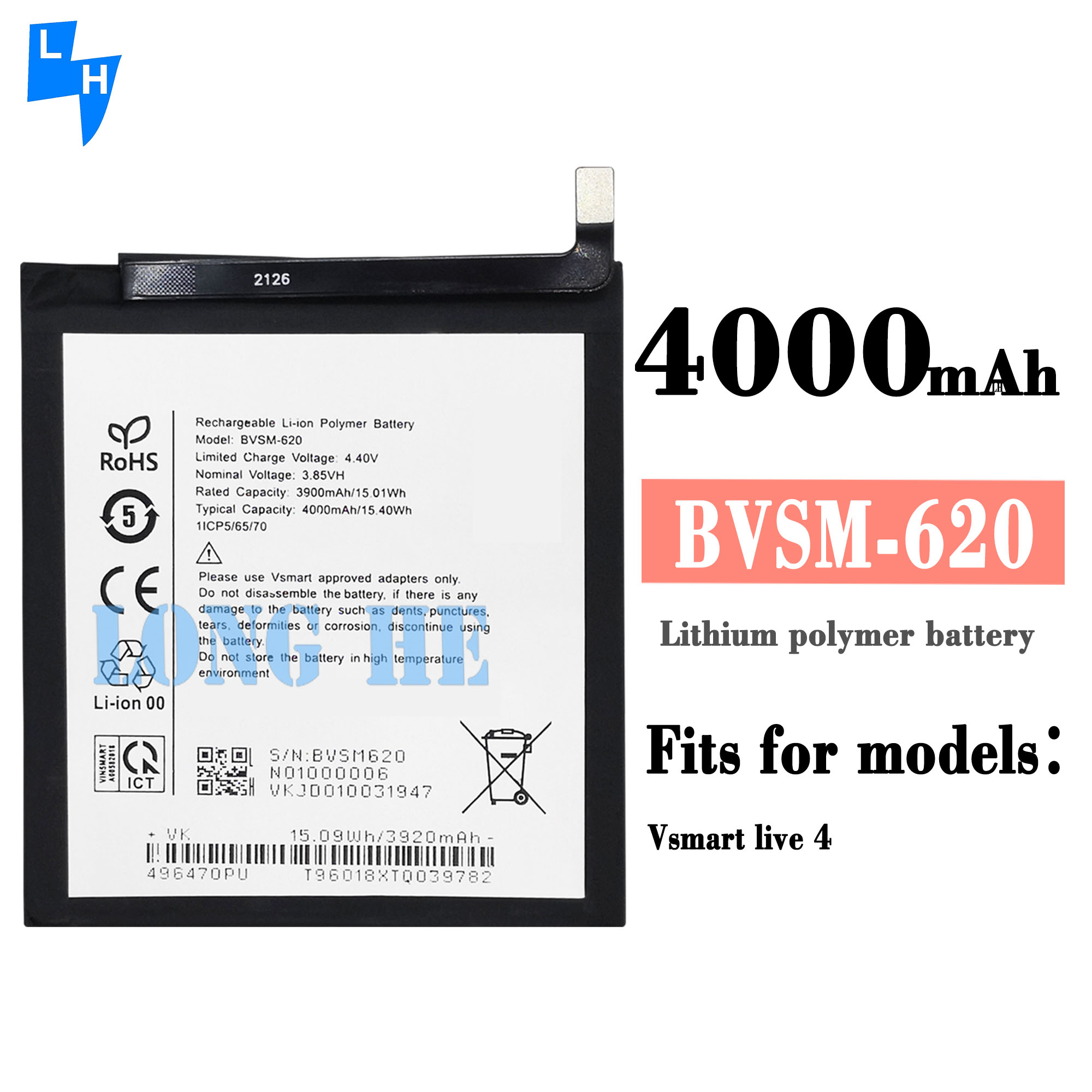Vsmart Live 4 Batteries Original BVSM-620 OEM Phone Batteries for Dual IC Protection