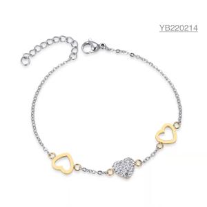 China Engagement 3 Heart Rhinestone Bangle Bracelet Stainless Steel wholesale