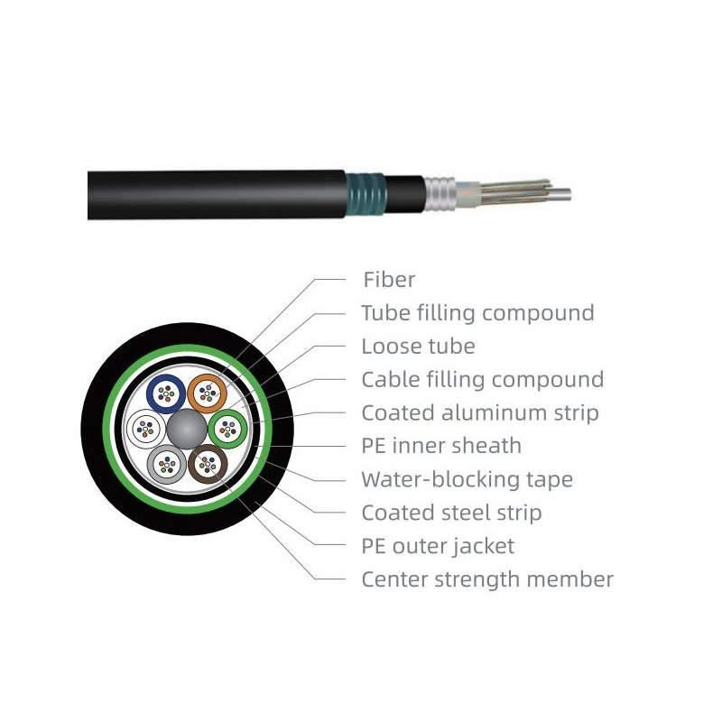 Low Voltage FTTH GYTS Armored Fiber Cable G657A/G652D Mode ≥ 10 Conductors for Outdoor