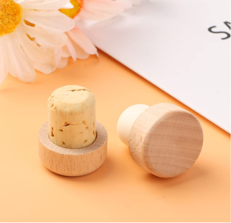 Reusable Wooden Rubber Stopper Wine Bottle Clear T-shaped Cork in Custom Size Accepted
