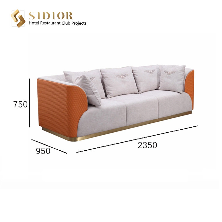 Hotel Sofa, Lobby sofa, Leisure sofa, Villa Sofa, PU Leather Upholstery, High Density Foam, Stainless Steel Base