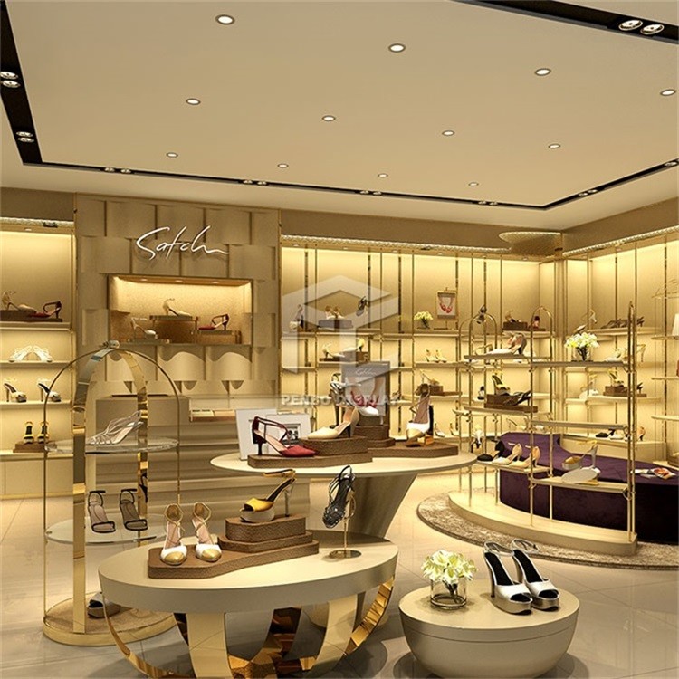 T5 LED Shoe Display Racks 5mm Thick MDF Shoes Showroom Display