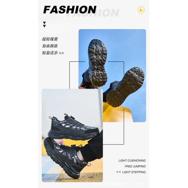 Black BOA Rotating Button Work Shoes with Flying Knit TPU and Kevlar Anti-stab Safety Shoes