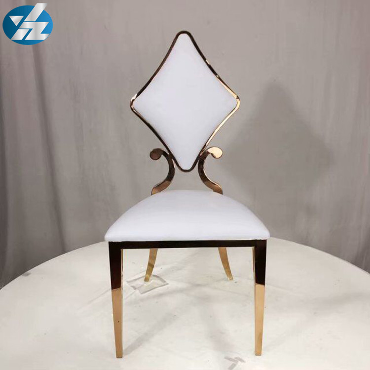 Luxury 50X55X107 SS Diamond Wedding Golden Dining Chair OEM White