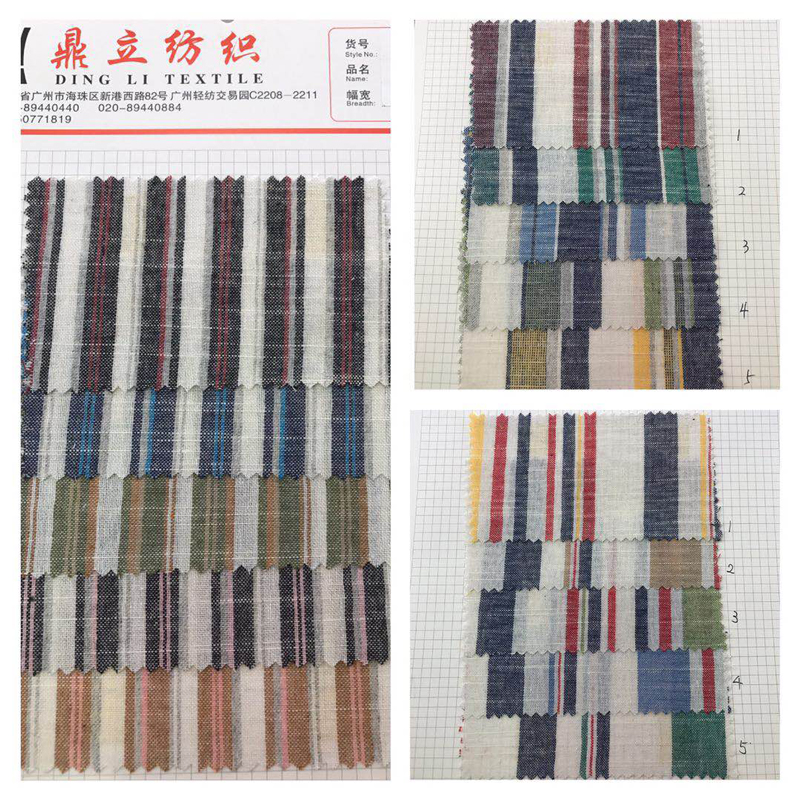 Breathable 140gsm Yarn Dyed Stripe Knit Fabric Woven Cotton Shirt Fabric