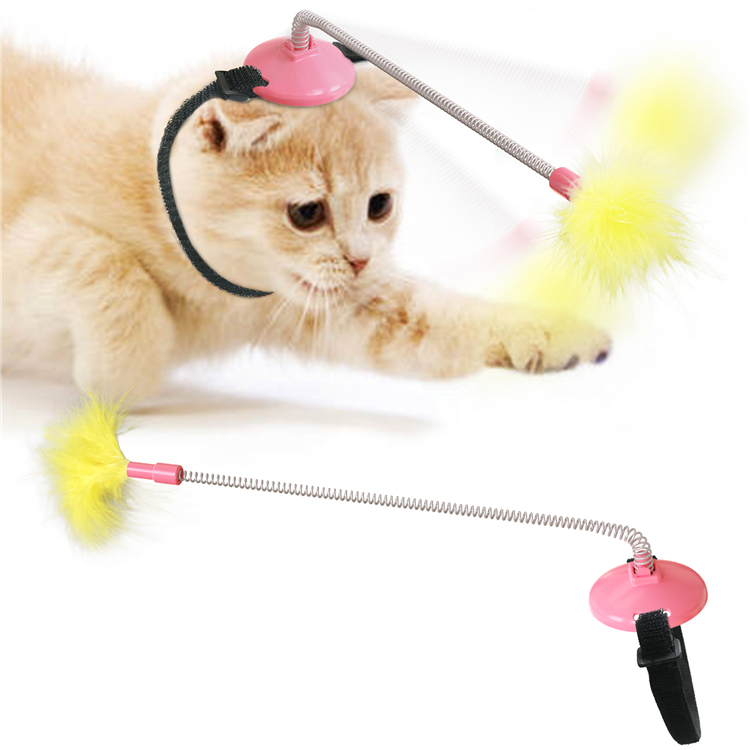 Wholesale Adjustable Pet Interactive Toy Funny Pet Wand Teasing Cat Stick Cat Teaser Stick With Spring Rod