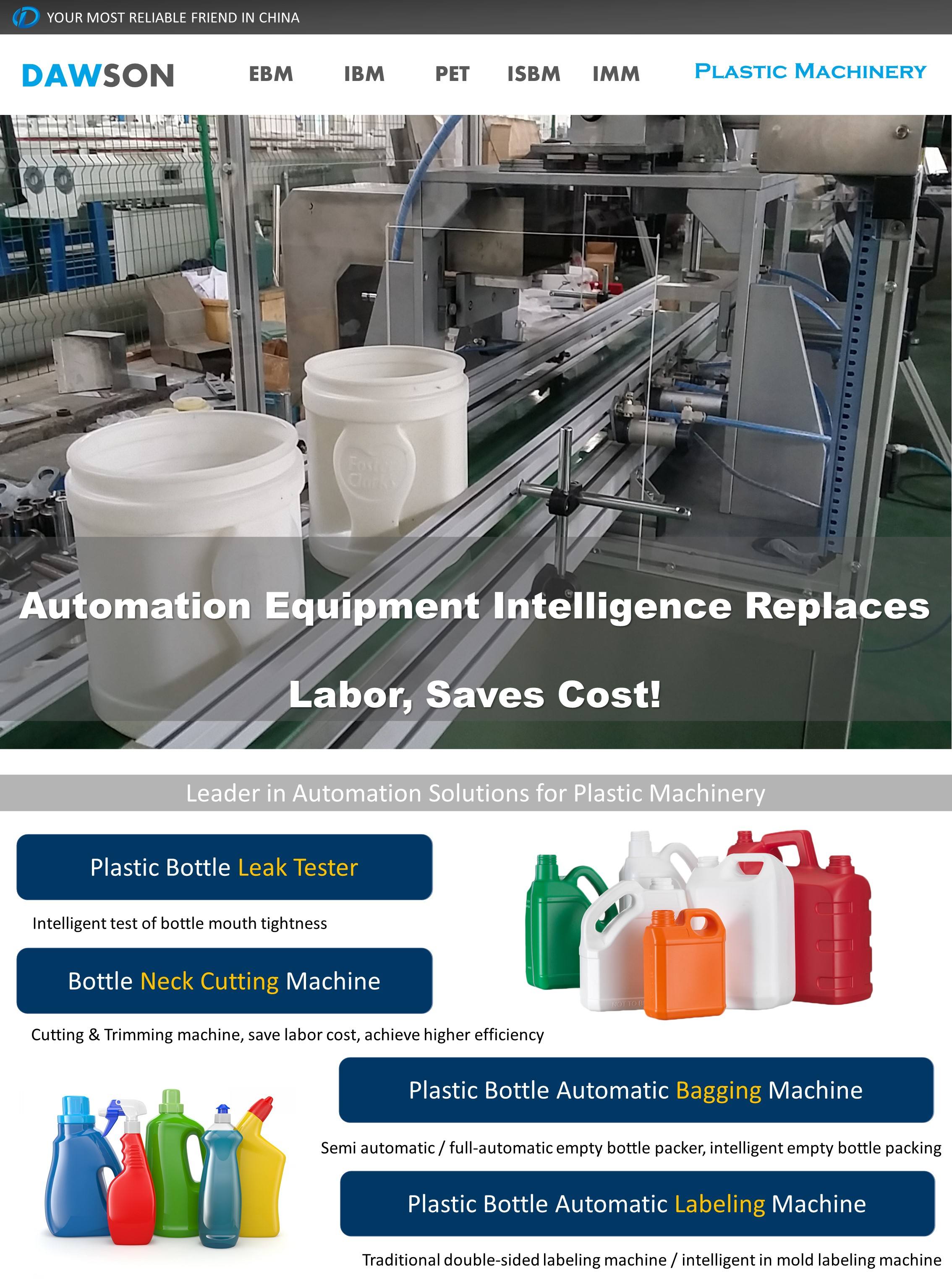 Automatic Plastic Auxiliary Machine Drum 50ml 30L On Line Bottle Neck Cutting