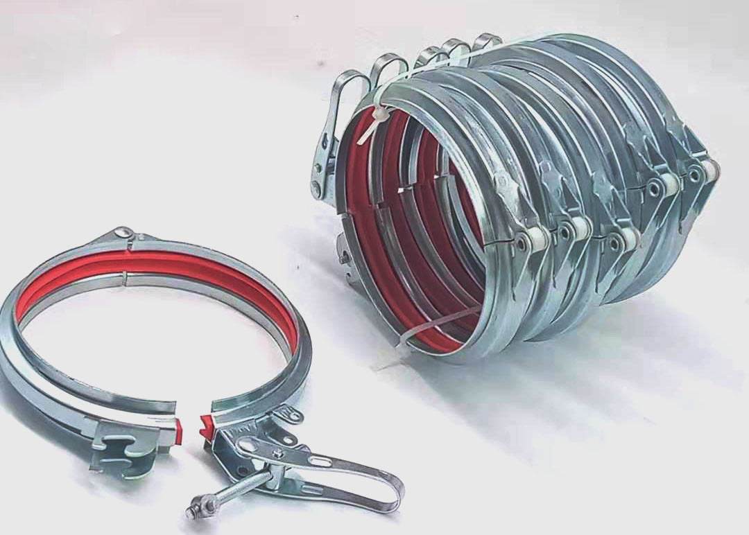 250mm Red EPDM Ring Pipe Clamp Airtight Galvanized Pipe Clamp