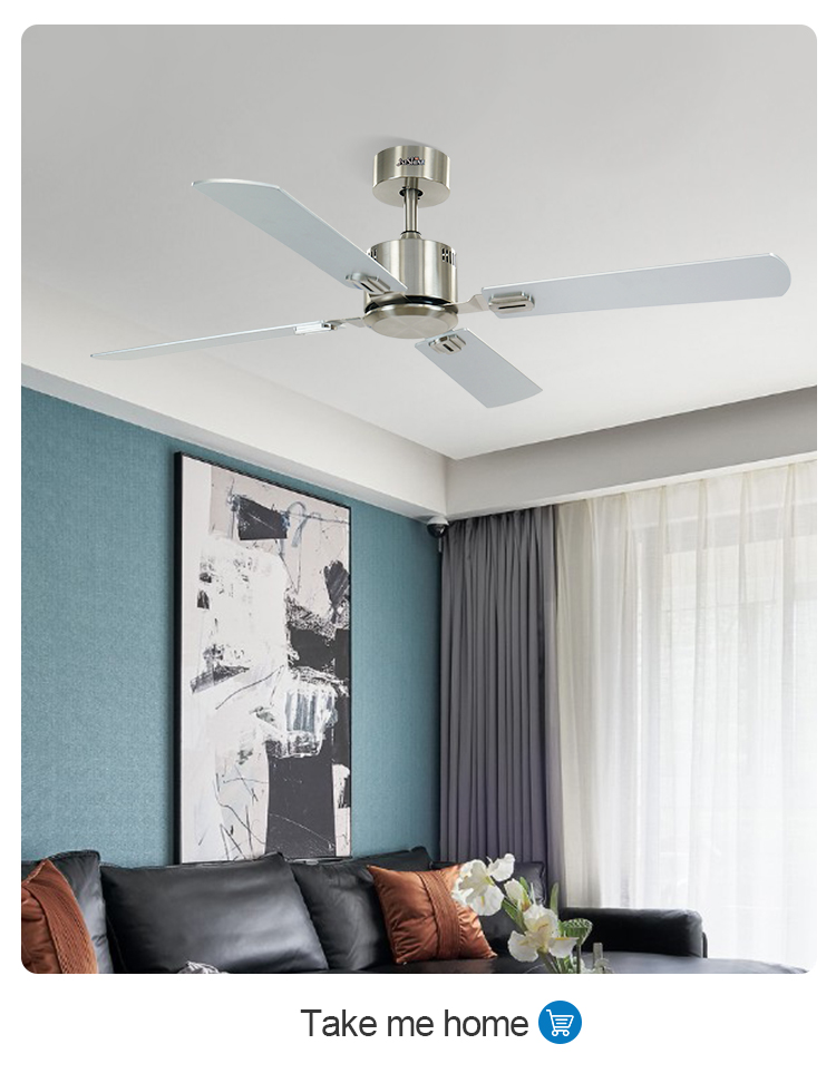 6 Speeds DC Motor Ceiling Fan with Silver MDF Blades and Mulit Colors in Fancy Design
