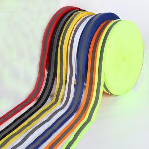 China Tubular Reflective Webbing Woven Reflective Strap Bands Green Stripes on sale