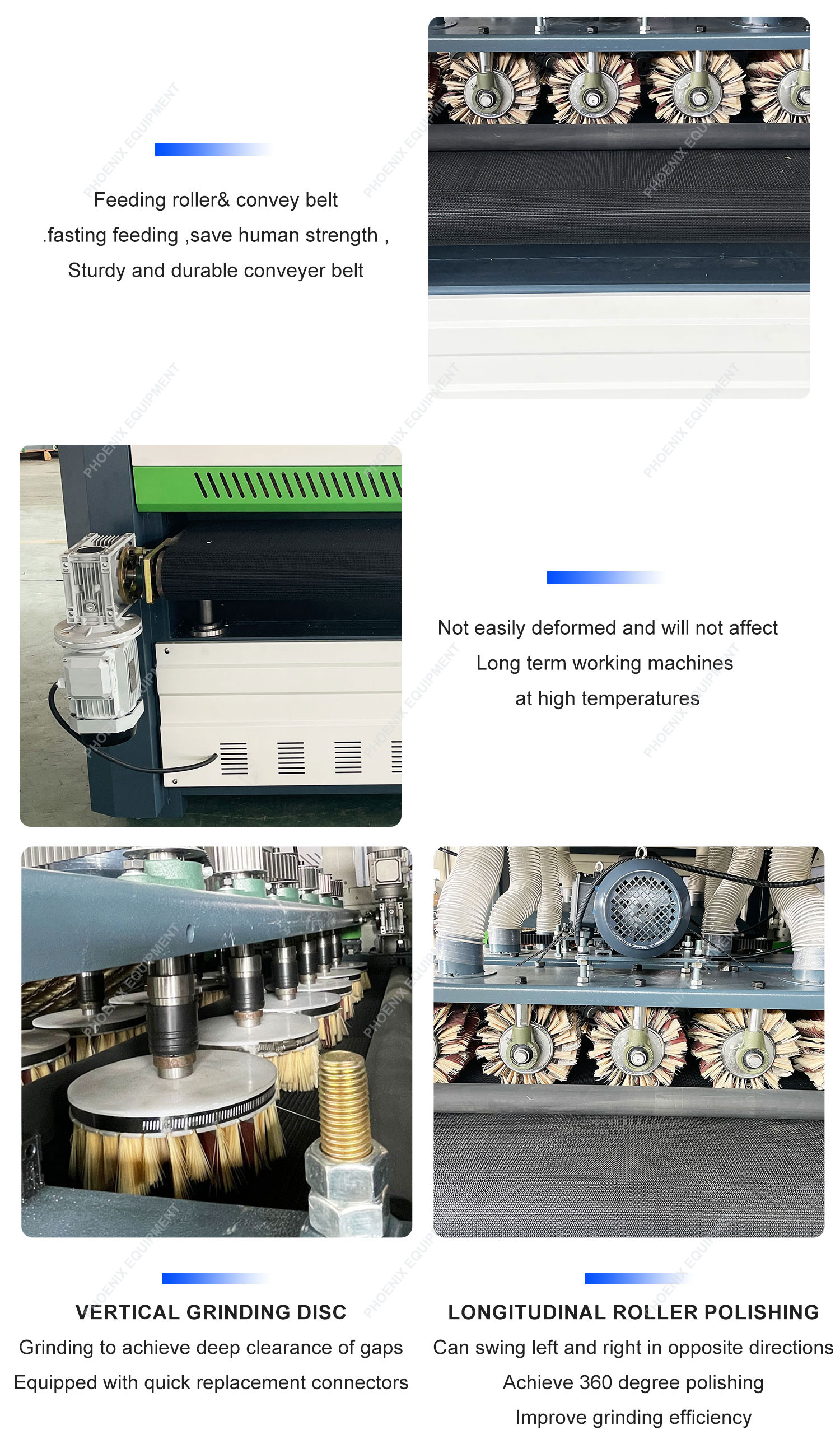 Wood Brushing Sanding Polishing Machine with 9-Piece Disk Tray Brushes and 1.5KW Motor