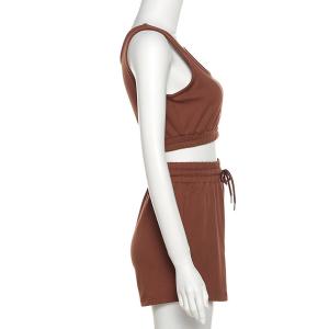 China Polyester spandex Women'S Athletic Clothing Tank Top And Shorts Set 200g wholesale