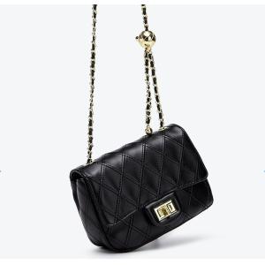 Mini Female Crossbody Bag 20cm Black Purse With Gold Chain