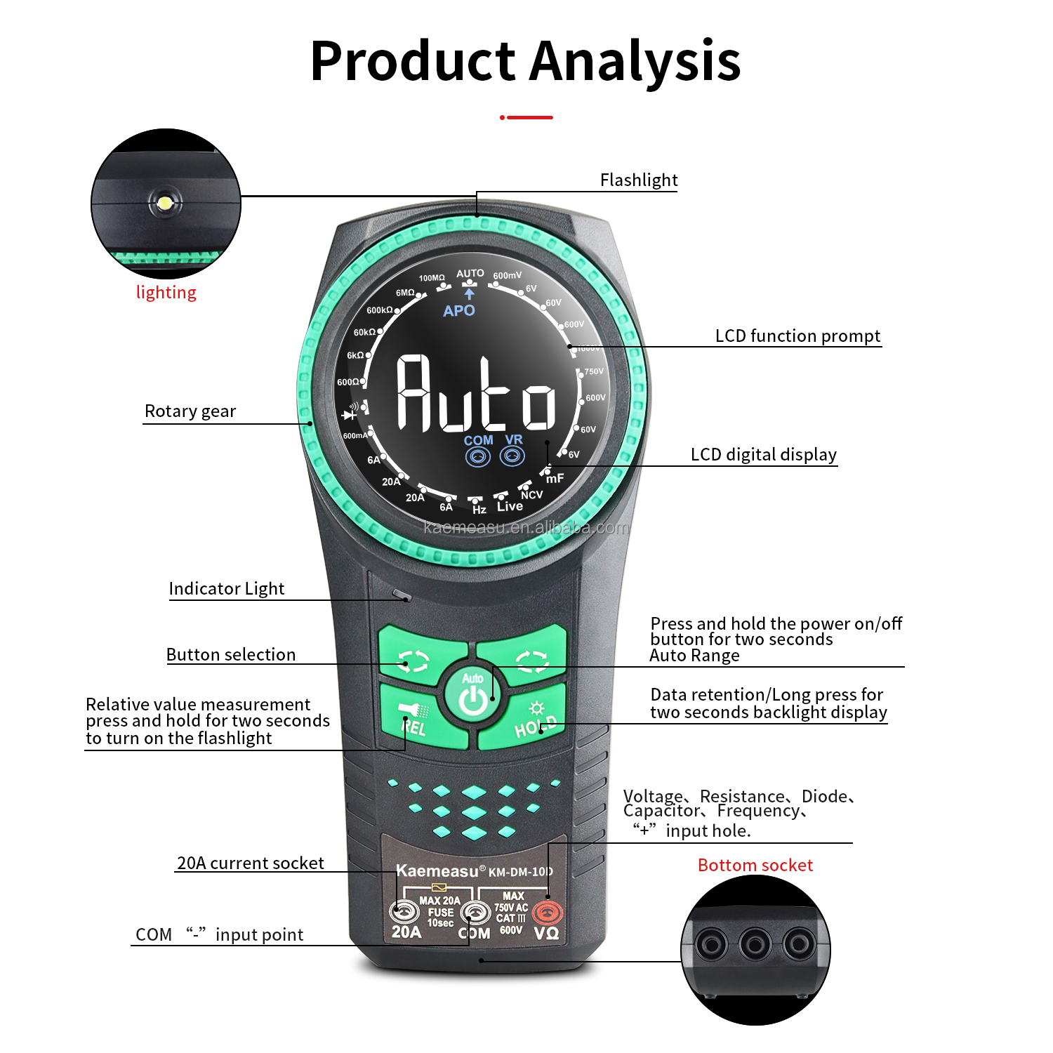 Multimetro Continuity Test Voltage Meter Smart Rotary Knob Multimeters Digital Multimeters