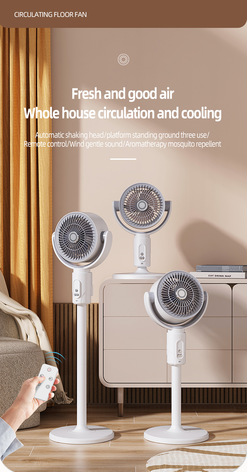 Adjustable Height 4000mA Portable USB Rechargeable Standing Fan With Timing Led Lamp Light