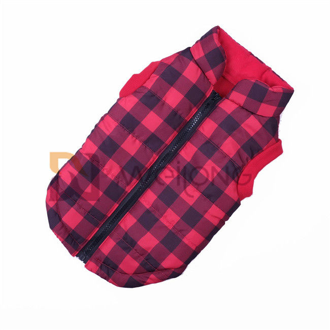 Christmas Plaid Dog Jacket 2*2 RIB Good Elasticity Opening zippered dog coats