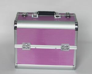 China Lockable Aluminium Beauty Case Light Weight With Striped ABS Panel wholesale