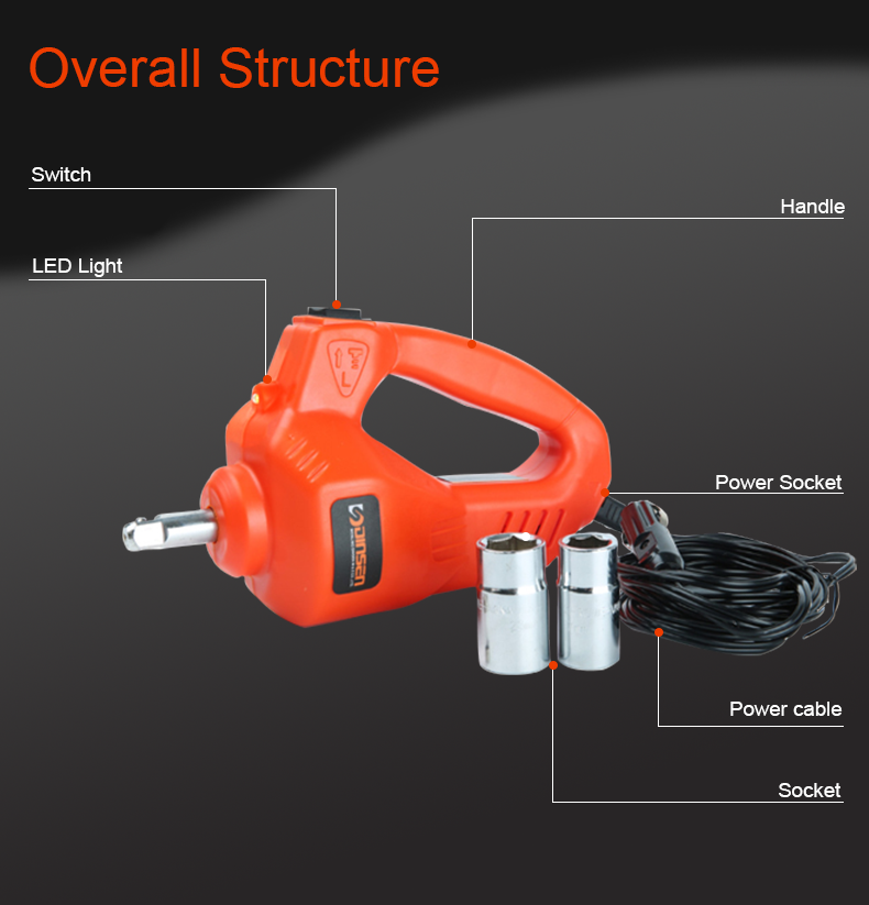 12v Corded Electric Impact Wrench 100W Rated Power With LED Light