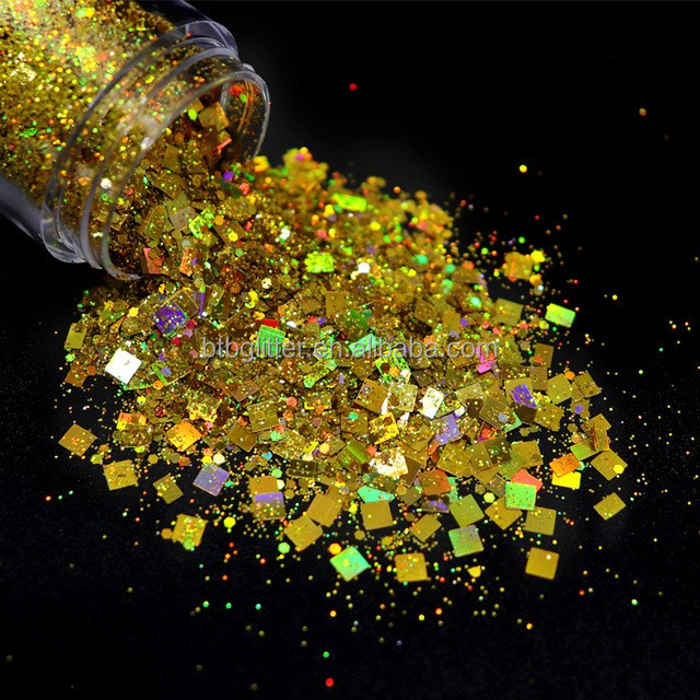Indoor Ornament Chunky Glitter Powder PET Material Hexagon Shaped Nail Decoration Supplies for Christmas Hexagon Mixed