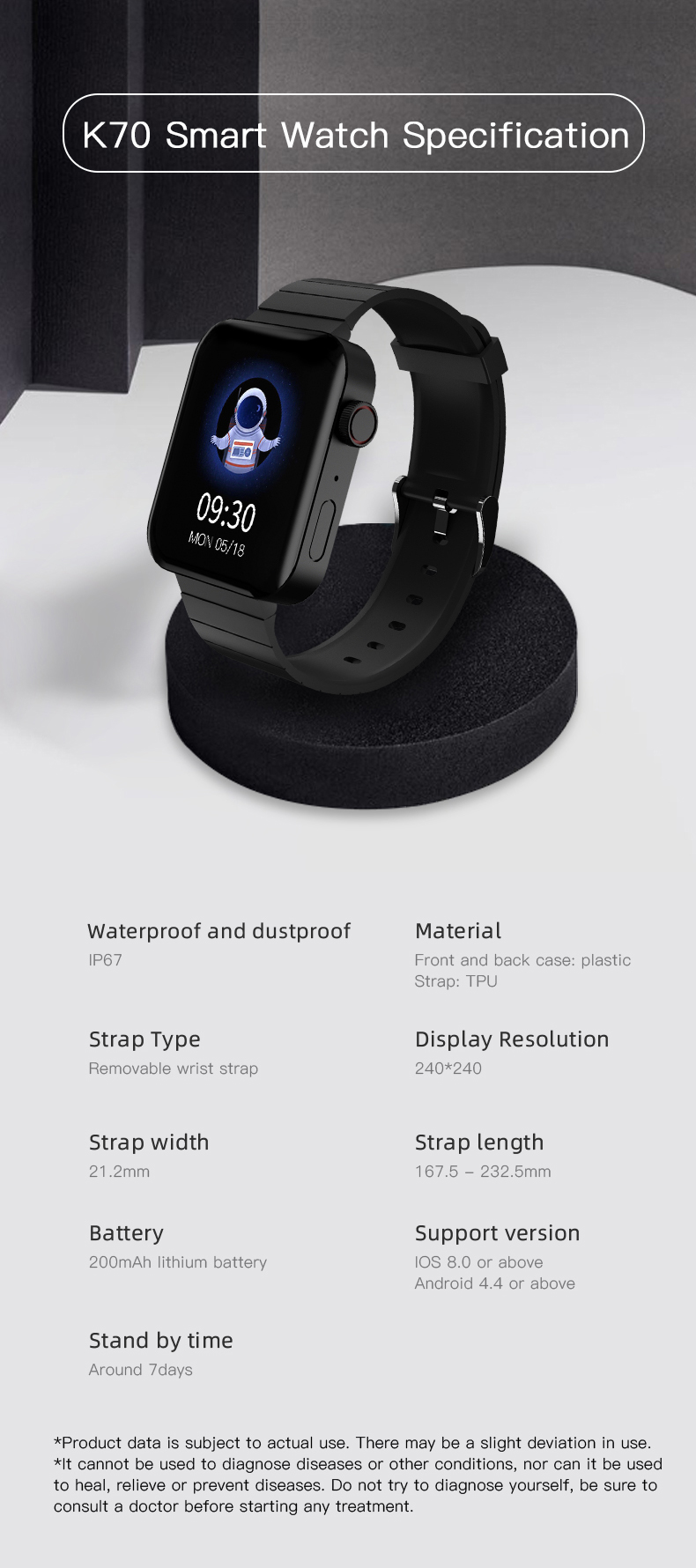 High Quality HL70 BT Call Smart Watch Ips Screen Waterproof Fitness Band For IPhone Android