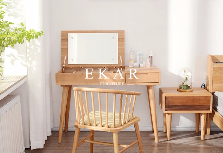 Modern New Design Bedroom Desk Solid Wood Simple Multifunctional Dressing Table With Folding Mirror FL-W018