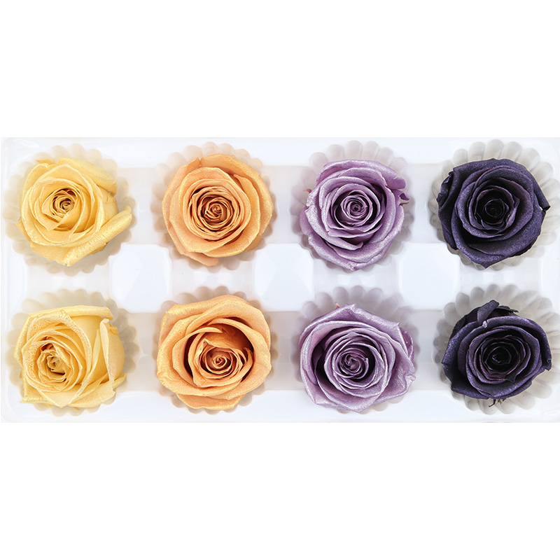 Gold Eternal Rose Gift , DIY Artificial Rose Heads For Christmas Decoration