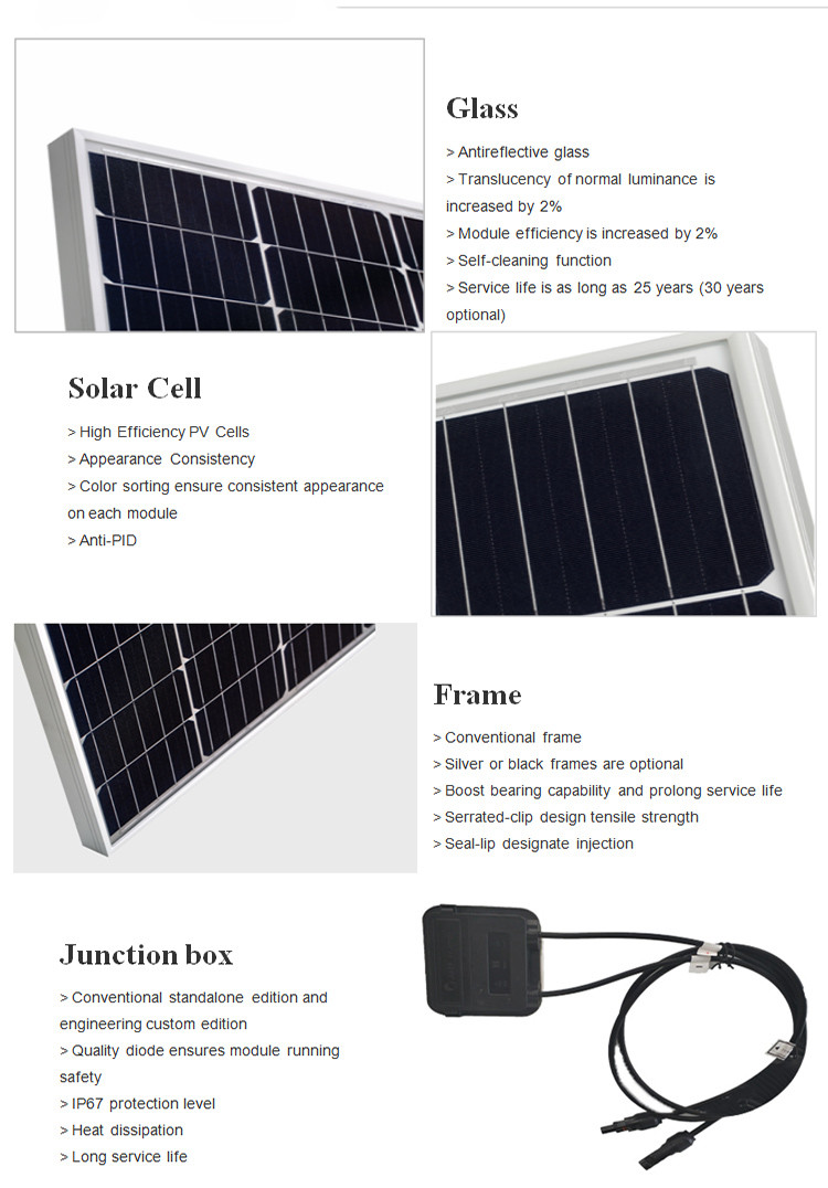 RoHs 110 Watt Mono Silicon Solar Panels , Multiscene Mono Crystal Panel