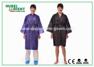China Disposable Spa Robes Nonwoven Material Made PP Kimono , Black / Purple wholesale