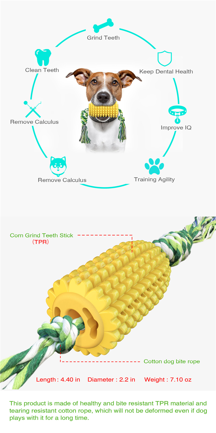 7.58 OZ Corn Molar Stick Pet Chewing Toy TPR Toner Rope Material