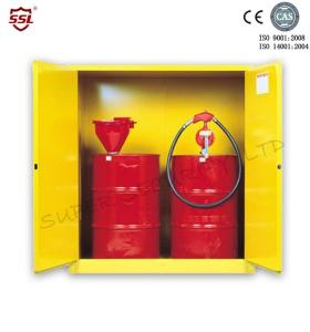 China Yellow Drum Flammable Storage Cabinet With Galvanized Steel Shelving wholesale