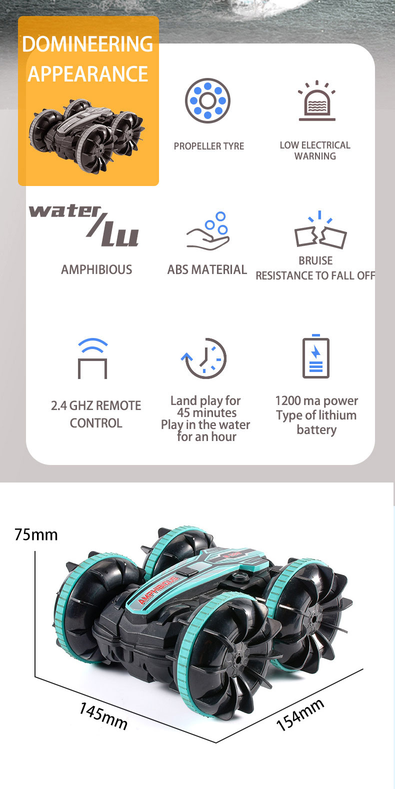 Experience the Ultimate Adventure with the 2.4G Double-Sided Amphibious Stunt Vehicle