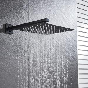 China Ultra Thin Square SS Rainfall Shower Head Matte Black Polished wholesale